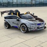 Дитячий двомісний електромобіль M 5820EBLRS-12(24V) BMW шкіряне сидіння, 2 мотори 150W, MP3, блакитний фарбований