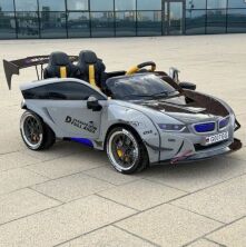 Дитячий двомісний електромобіль M 5820EBLRS-12(24V) BMW шкіряне сидіння, 2 мотори 150W, MP3, блакитний фарбований