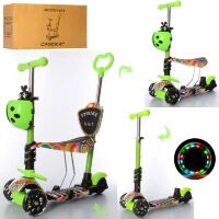 Самокат дитячий триколісний 5в1 (беговел) iTrike JR3-058-I-WP4 MAXI з кошиком і сидінням / зелений**