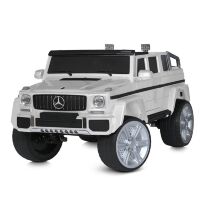 Дитячий двомісний джип M 5818EBLR-1 Мерседес шкіряне сидіння, 4 мотори, білий