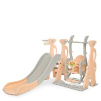 Дитяча пластикова гірка Гойдалка BAMBI WM19083A-8 з баскетбольним кільцем / персикова**