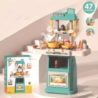 Велика дитяча ігрова кухня 66см 889-263 плита, духовка, вода ллється, світло, звук, пара, 47 предметів