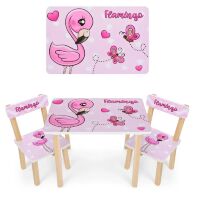 Дитячий стіл з двома стільчиками Bambi 501-71 Фламінго**