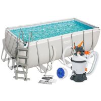 Каркасний прямокутний басейн ЗІ СХОДАМИ і пісочним фільтром Bestway 56457 розмір 412х201х122см Обсяг 8124л Каркасний прямокутний басейн ЗІ СХОДАМИ і пісочним фільтром Bestway 56457 розмір 412х201х122см Обсяг 8124л