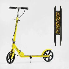 Складаний двоколісний самокат Best Scooter D-89726 з ручним гальмом і підніжкою / жовтий