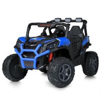 Дитячий двомісний електромобіль Джип M 5724EBLR-4 Баггі 4 мотори, шкіряне сидіння, музика, світло, синій