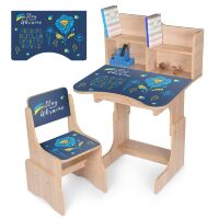Дитяча регульована парта зі стільцем розтишка N 2071-4-3 "Україна" англійська абетка, дуб сонома