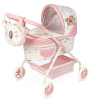 Дитяча лялькова коляска DeCuevas 86079 для ляльки класична, з рюкзаком та кошиком, принт "Коала"