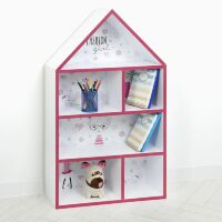 Будиночок стелаж полку дитяча для іграшок і книг PLK-L-89 Дівчинка біло-червоний**