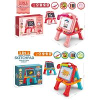 Дитячий двосторонній мольберт 3в1 6968-6988 Проектор маркери слайди крейда / 2 кольори**