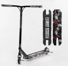 Двоколісний Самокат трюковий Best Scooter BS-77101 HIC-система ПЕГИ алюмінієвий диск і дека з ПРИНТОМ/ чорний