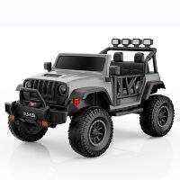 Дитячий електромобіль Джип M 6065EBLR-11 шкіряне сидіння 2 мотори сірий