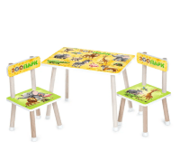 Дитячий дерев'яний столик з двома стільцями M 501-11 "Зоопарк"