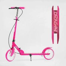 Складаний двоколісний самокат Best Scooter D-61073 з ручним гальмом і підніжкою/рожевий для дівчинки