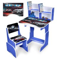 Дитяча регульована парта зі стільцем розтишка N 2071-7-4 "Машина BMW" таблиця множення, синя
