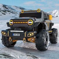 Дитячий двомісний електромобіль Джип M 5831EBLR-11 Jeep Hurricane, шкіряне сидіння, 4 мотори, сірий