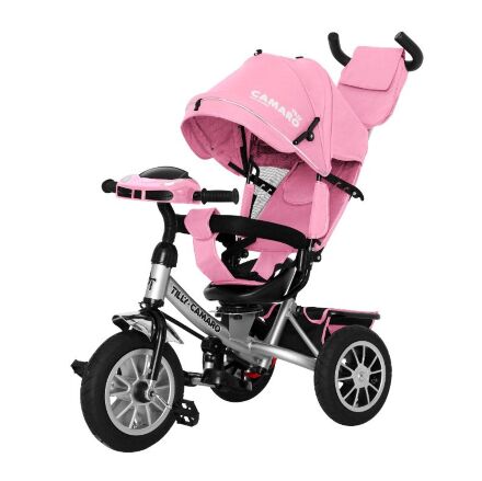 Дитячий велосипед коляска триколісна TILLY CAMARO T-362/2 з ігровою панеллю / колір рожевий