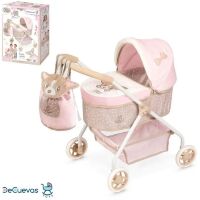 Коляска для ляльок DeCuevas 86043 Лялькова коляска-люлька "Реборн" з сумкою-рюкзаком. Серія DIDI / Рожева**