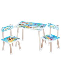 Дитячий дерев'яний столик з двома стільцями M 501-2 "Веселка та тварини"