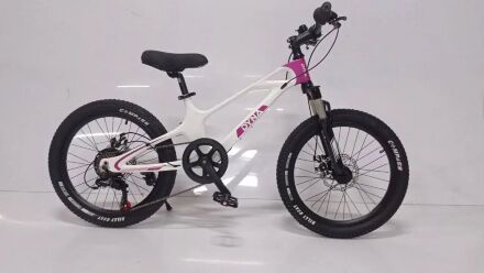 Гірський спортивний Магнезієвий велосипед Dyna M-1 колеса 20 дюймів / 7 швидкостей / Shimano / біло-рожевий