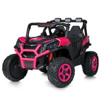 Дитячий двомісний електромобіль Джип M 5724EBLR-8 Баггі 4 мотори, шкіряне сидіння, музика, світло, рожевий