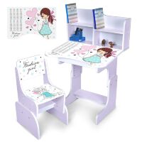 Дитяча регульована парта зі стільцем розтишка N 2071-8-6 "Дівчинка" таблиця множення, лаванда