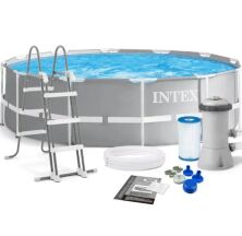 Каркасный круглый бассейн Intex 26716 диаметр 366см / объем 8592л с катриджным фильтр-насосом и лестницей