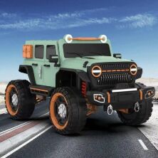 Дитячий двомісний електромобіль Джип M 5831EBLR-5 Jeep Hurricane, шкіряне сидіння, 4 мотори, зелений