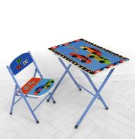 Дитячий столик зі стільчиком Bambi A19-RCAR Машинки блакитний складаний**
