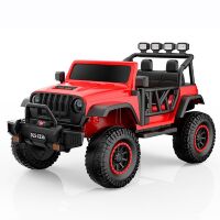 Дитячий електромобіль Джип M 6065EBLR-3 шкіряне сидіння 2 мотори червоний