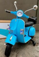 Дитячий електромобіль мотоцикл M 4939EL-4 Скутер Мопед VESPA PX 150 на колесах ЕВА / шкіряне сидіння / синій