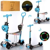 Самокат дитячий триколісний 5в1 (беговел) iTrike JR3-058-L-WP3 MAXI з сидінням і фарою на кермі / блакитний**