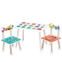 Дитячий дерев'яний столик з двома стільцями M 501-4 "Фігурки емоції"