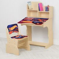 Дитяча регульована парта зі стільчиком растишка Bambi W 2071-114-1 "Хот Вілс Hot Wheels" венге світле**