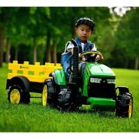 Дитячий електромобіль-трактор з причепом M 4619ABLR-5 з MP3 зелений на радіоуправлінні
