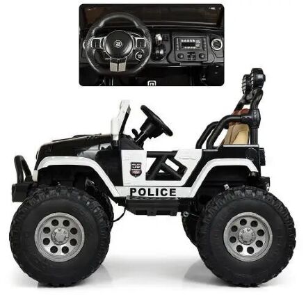 Дитячий повнопривідний джип Bambi Police M 4077EBLR-2-1 чорно-білий