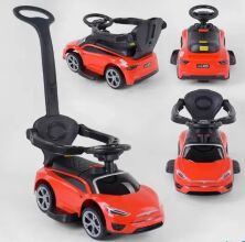 Дитяча каталка толокар Машина JOY LB 9904 R з батьківс.ручкою та муз. рулем / РОСІЙСЬКЕ ОЗВУЧУВАННЯ /червона