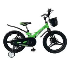 Дитячий магнієвий велосипед Crosser HUNTER Premium колеса 14д з ДИСКОВИМИ гальмами та складаним кермом / зелений