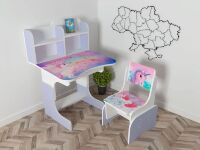 Дитяча парта шкільна растишка зі стільцем Єдиноріг 104, фіолетова ***