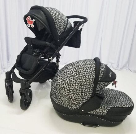 Коляска дитяча класична універсальна 2 в 1 MACAN Black-pattern чорна