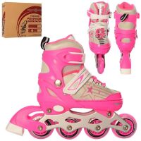 Ролики PROFI A4138-S-P розсувні розмір 31-34 устілка 18 см рама алюміній рожеві