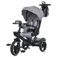 Дитячий велосипед-коляска триколісний EL CAMINO ME 1162 VECTOR з ручкою, фарою та дощовиком, сіра