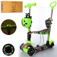 Самокат дитячий триколісний 5в1 (беговел) iTrike JR3-058-L-WP4 MAXI з сидінням і фарою на кермі / зелений**