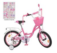 Дитячий двоколісний велосипед для дівчинки Profi Y1821-1 Butterfly з кошиком / колеса 18д / рожевий