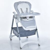 Стілець для годування дитячий EL CAMINO ME 1177 STEADY Quiet Gray шкіряне сидіння світло-сірий