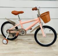 Дитячий алюмінієвий двоколісний велосипед 16 дюймів Maraton M01 з кошиком рожевий для дівчинки