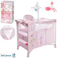 Іграшковий ляльковий манеж ліжко для ляльок DeCuevas 53041 зі стільчиком і підвіскою. Серія Ocean Fantasy**