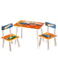 Дитячий дерев'яний столик з двома стільцями M 501-5 "Hot Wheels Хот Вілс"