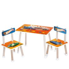 Дитячий дерев'яний столик з двома стільцями M 501-5 "Hot Wheels Хот Вілс"