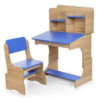Дитяча Регульована парта зі стільчиком растишка Bambi F2071A-4 Дерево + Синя стільниця і сидіння**